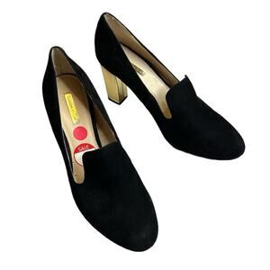 Louise et Cie Black Velvet Heels Gold Heels Size 10B